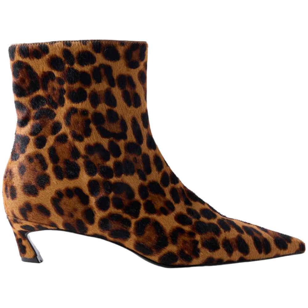 Mint Velvet Leopard Print Leather Textured Ankle Boot